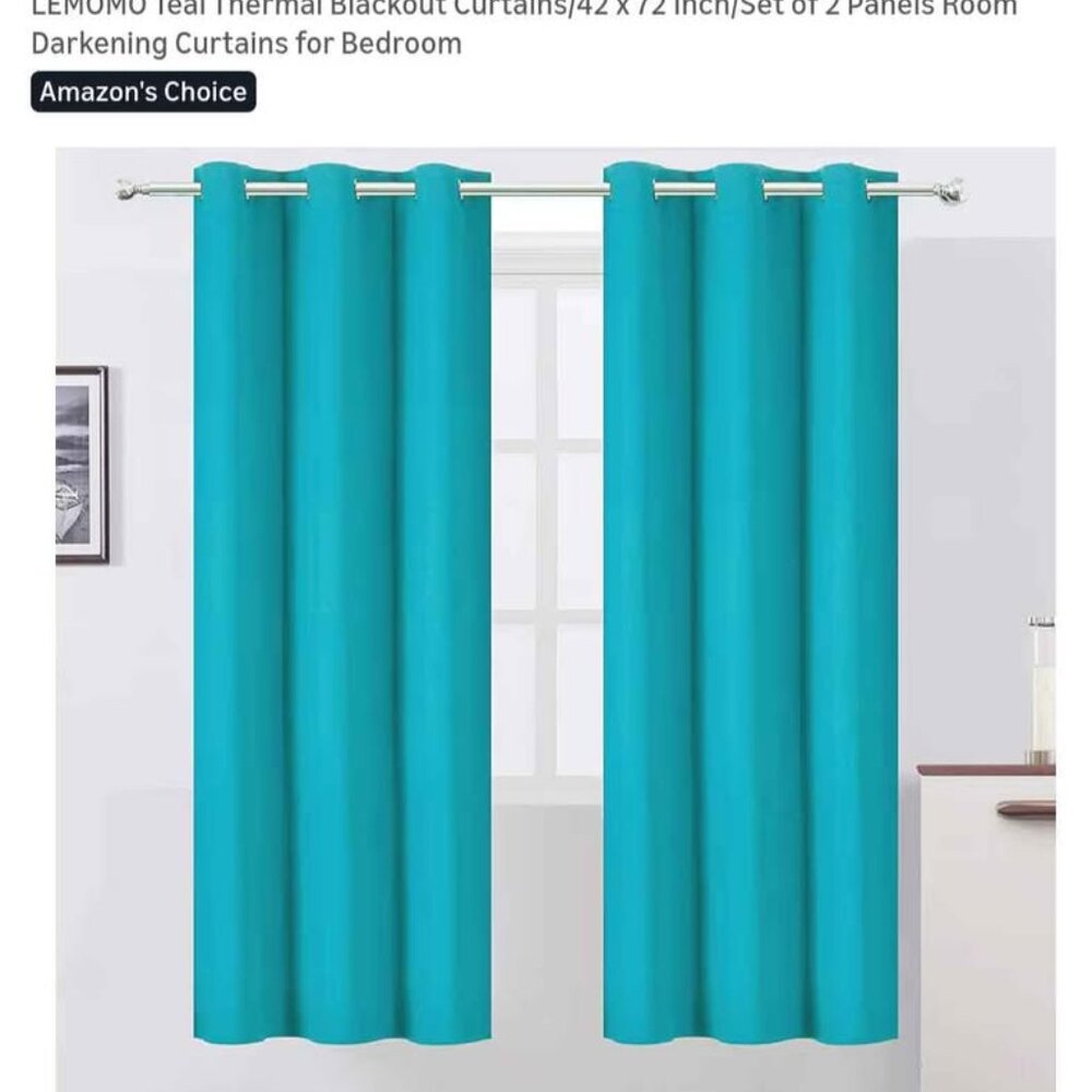 3 SETS New LEMOMO Grommet Style Teal/Turquoise Curtains